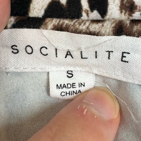 Socialite top women small leopard print spaghetti strap bodysuit brown - Picture 5 of 8